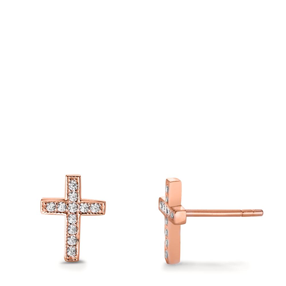 Clous d'oreilles Argent Zircone 22 Pierres rosé Plaqué or Croix-603198