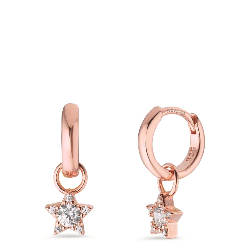 Créoles à charnières Argent Zircone 12 Pierres rosé Plaqué or Étoile-603201