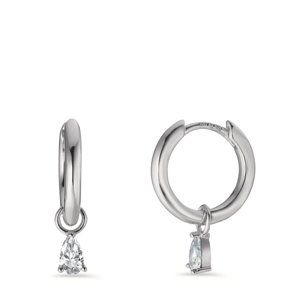 Créoles à charnières Argent Zircone 2 Pierres Rhodié-603203