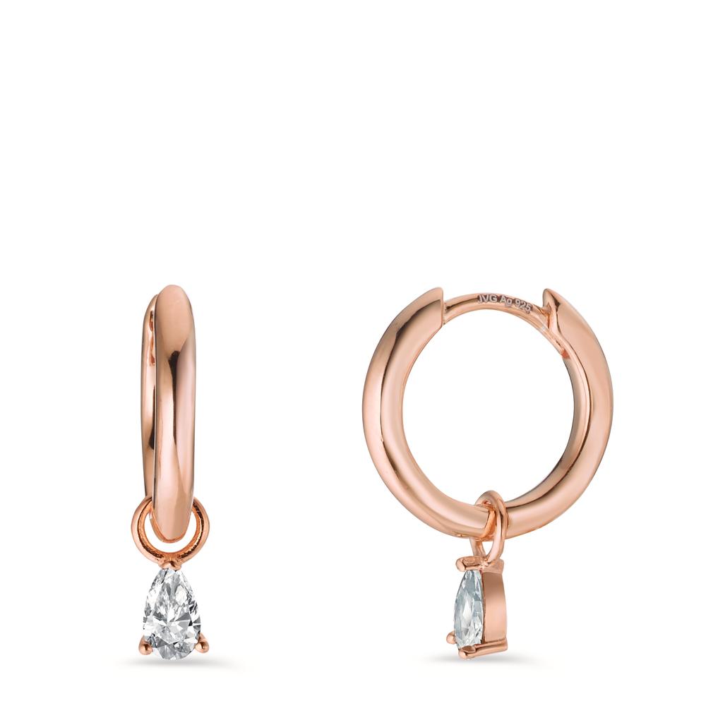 Créoles à charnières Argent Zircone 2 Pierres rosé Plaqué or-603204