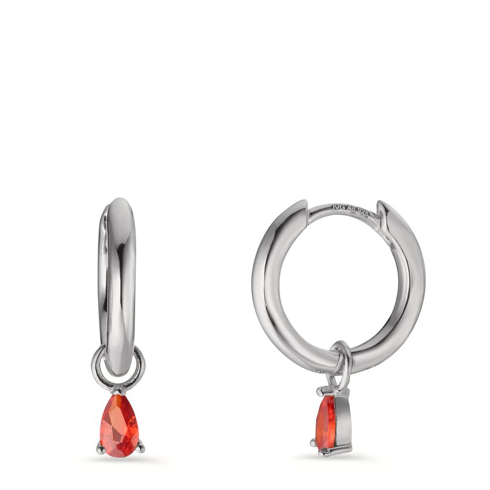 Créoles à charnières Argent Zircone orange, 2 Pierres Rhodié-603206