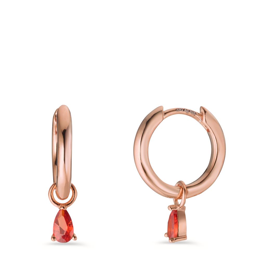 Créoles à charnières Argent Zircone orange, 2 Pierres rosé Plaqué or-603207