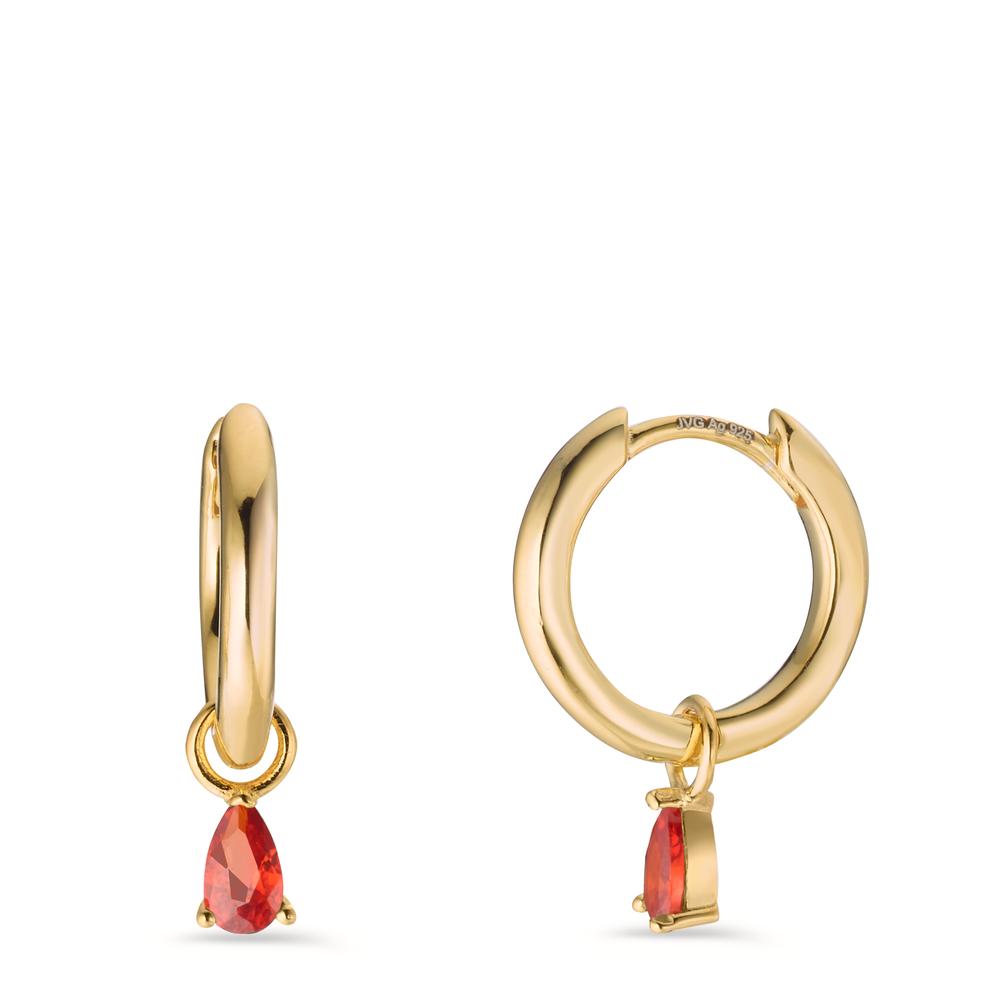 Créoles à charnières Argent Zircone orange, 2 Pierres jaune Plaqué or-603208