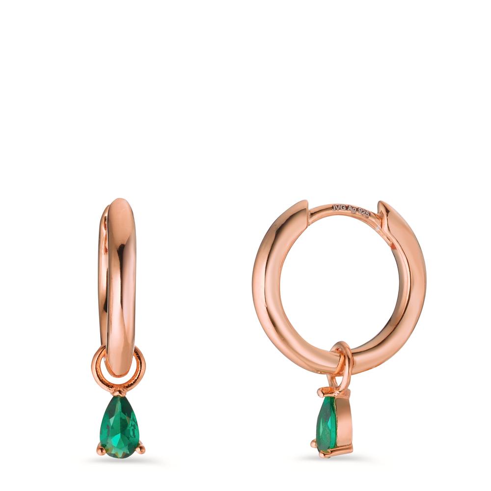 Créoles à charnières Argent Zircone 2 Pierres rosé Plaqué or-603210