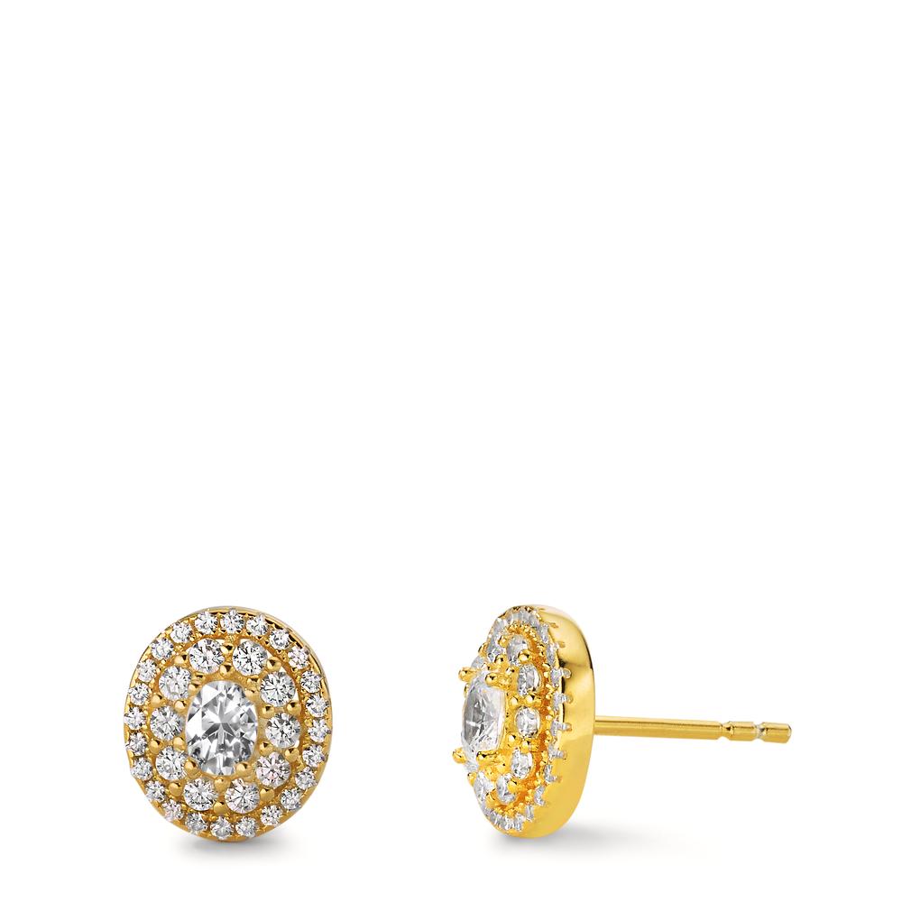 Clous d'oreilles Argent Zircone jaune Plaqué or Ø9.5 mm-603214