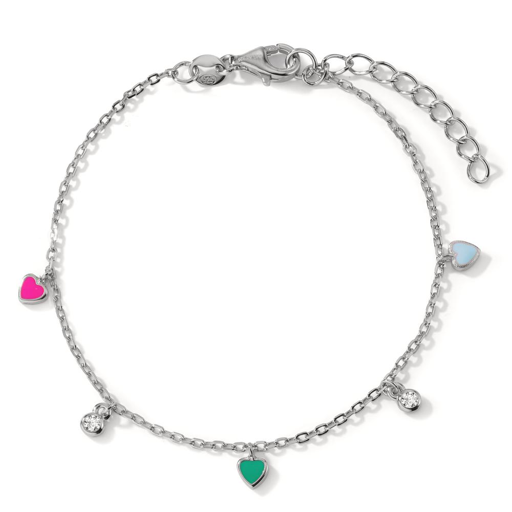 Bracelet Argent Zircone 2 Pierres Rhodié Coeur 16-19 cm-603215