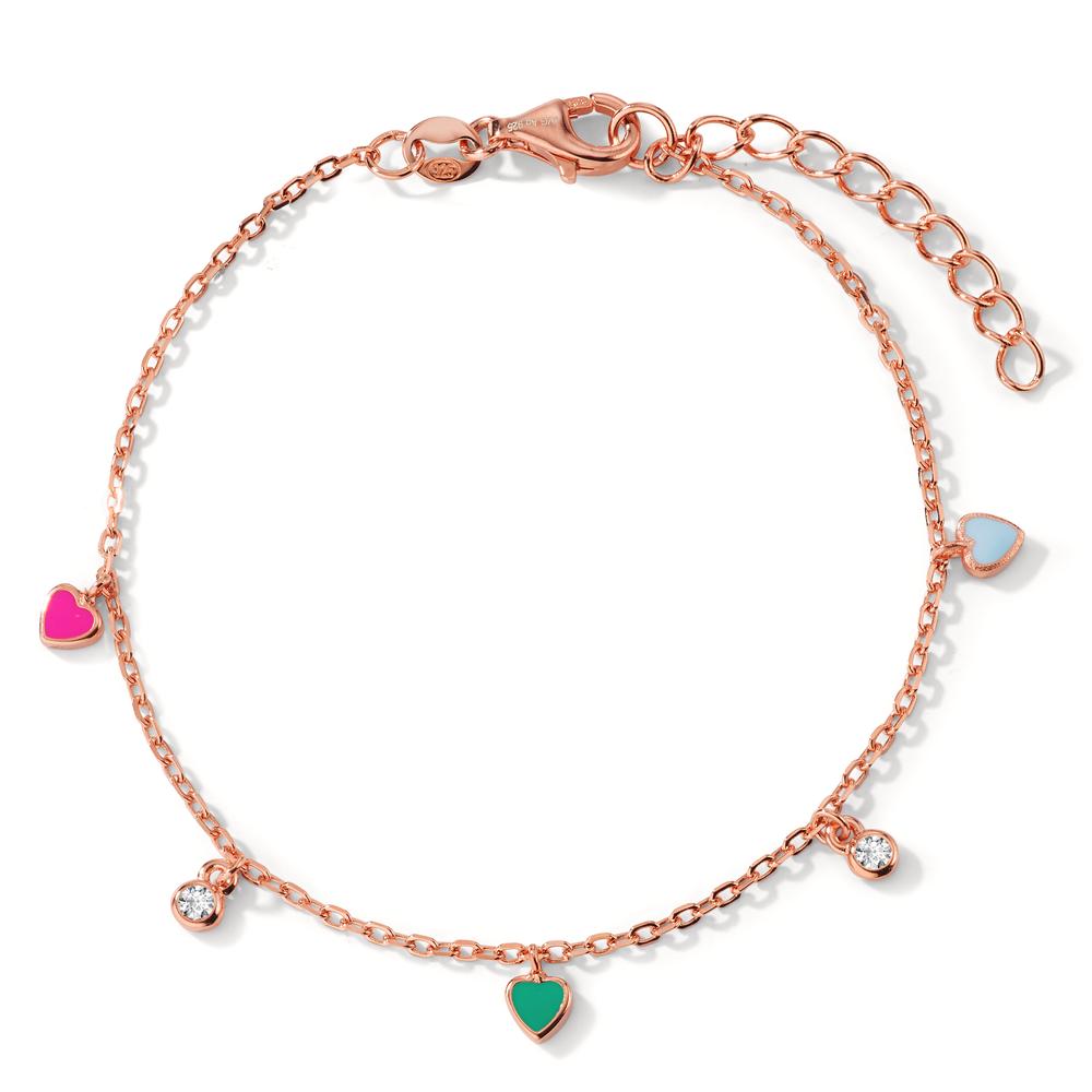 Bracelet Argent Zircone 2 Pierres rosé Plaqué or Coeur 16-19 cm-603216
