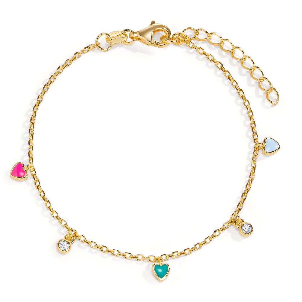 Bracelet Argent Zircone 2 Pierres jaune Plaqué or Coeur 16-19 cm-603217