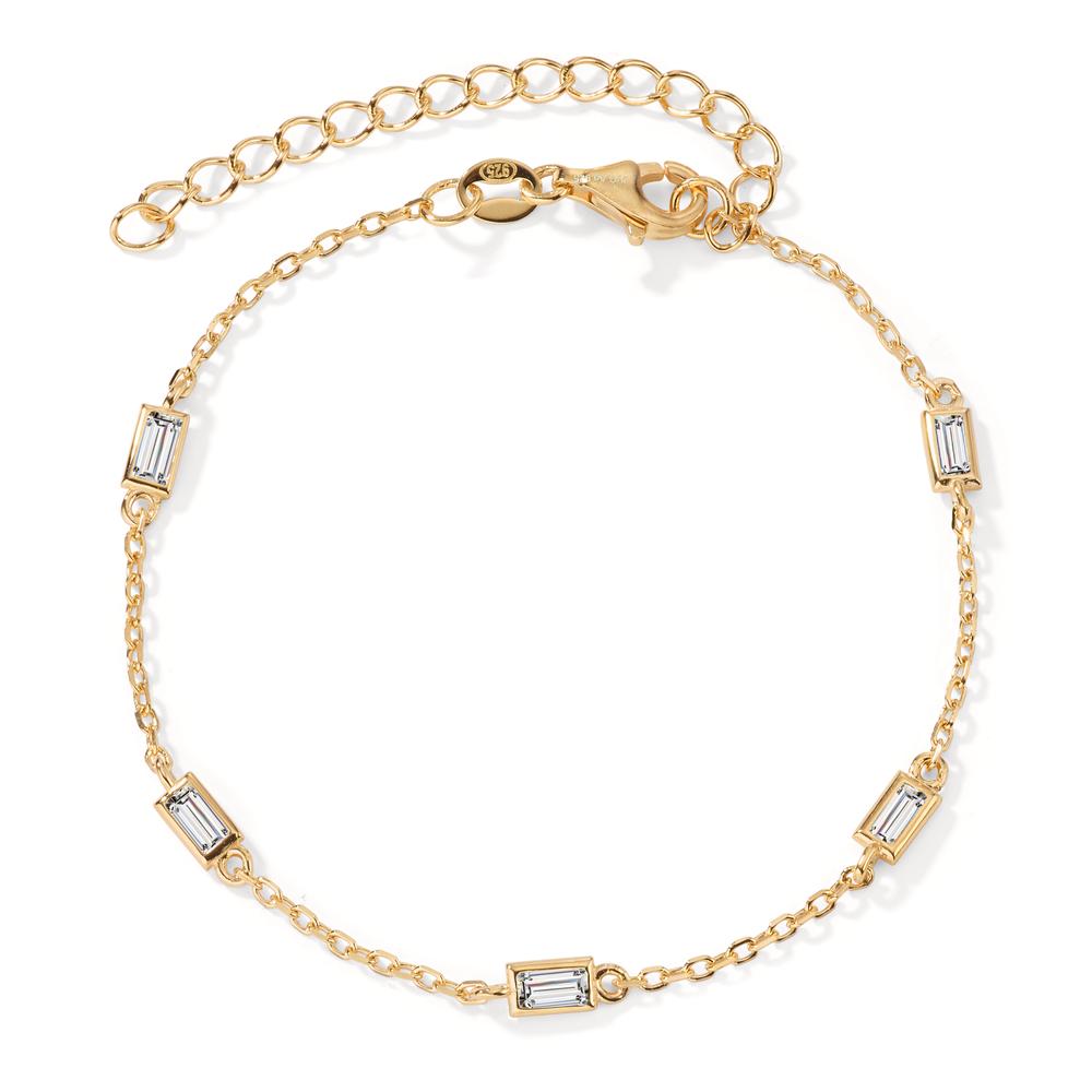 Bracelet Argent Zircone 5 Pierres jaune Plaqué or 15.5-20.5 cm-603232