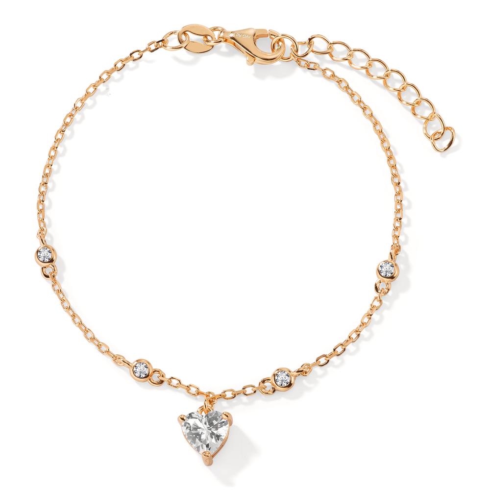 Bracelet Argent Zircone 5 Pierres jaune Plaqué or Coeur 16-19 cm-603235