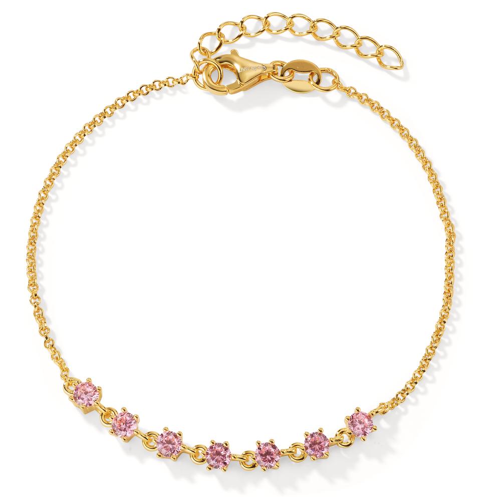 Bracelet Argent Zircone 7 Pierres jaune Plaqué or 16-19 cm-603238