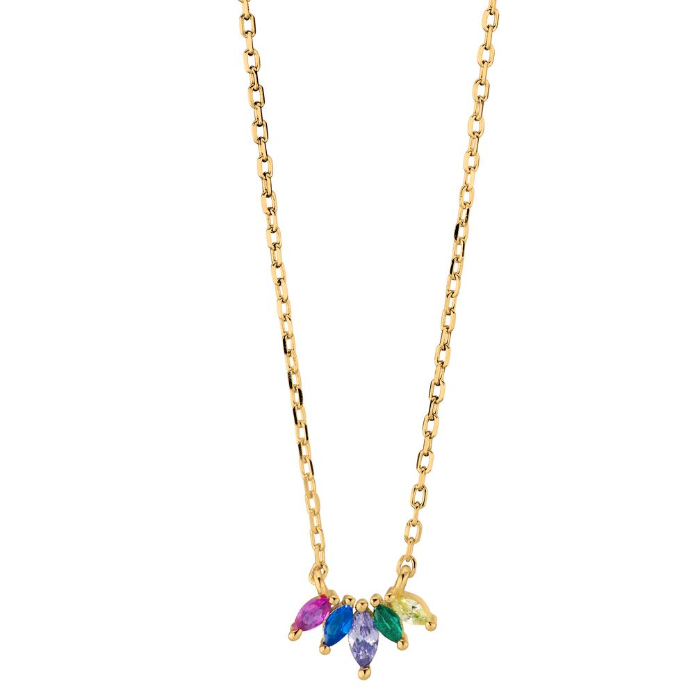 Collier Argent Zircone 5 Pierres jaune Plaqué or 40-45 cm-603281