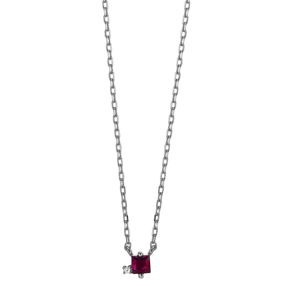 Collier Argent Zircone 2 Pierres Rhodié 35-43 cm-603288