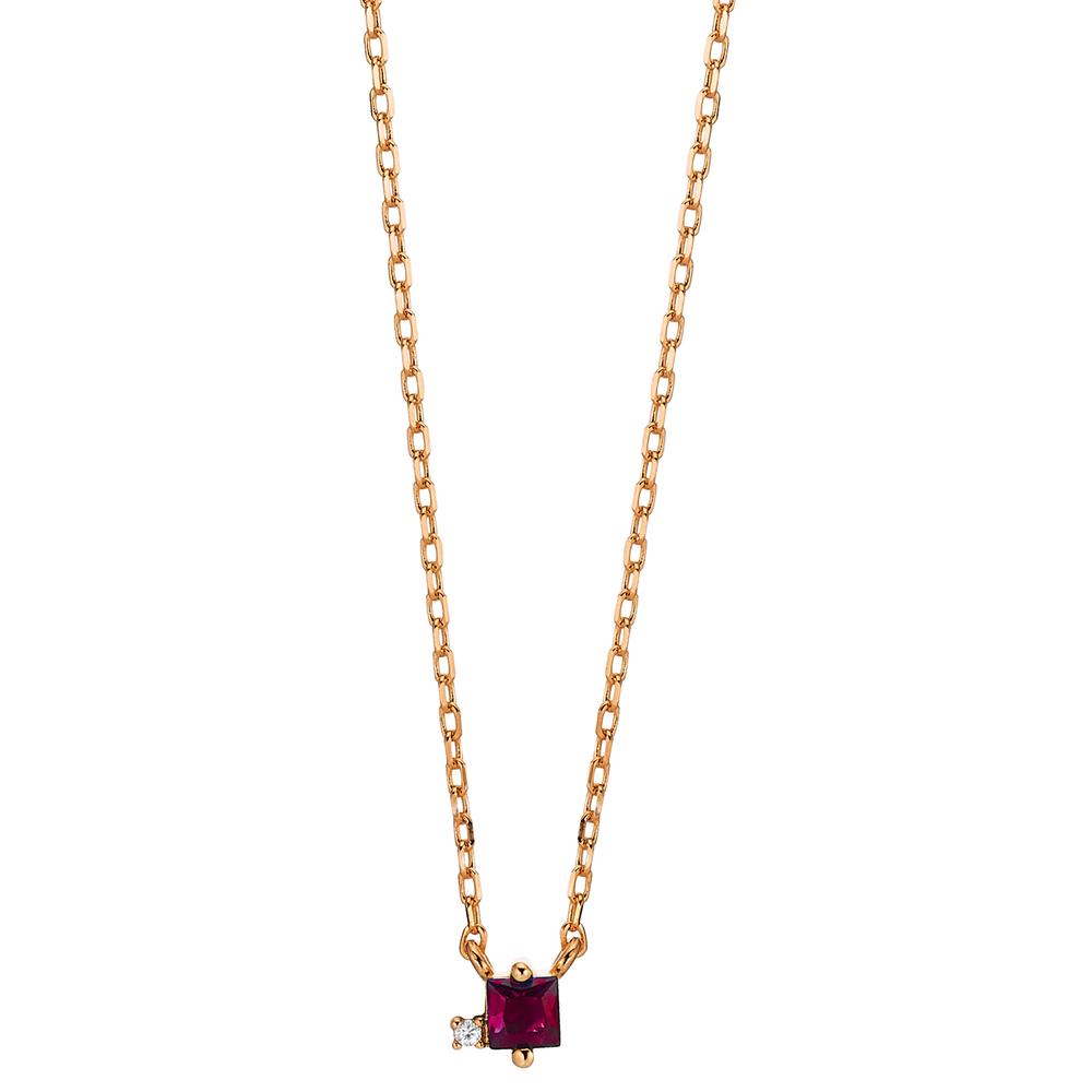 Collier Argent Zircone 2 Pierres rosé Plaqué or 35-43 cm-603289