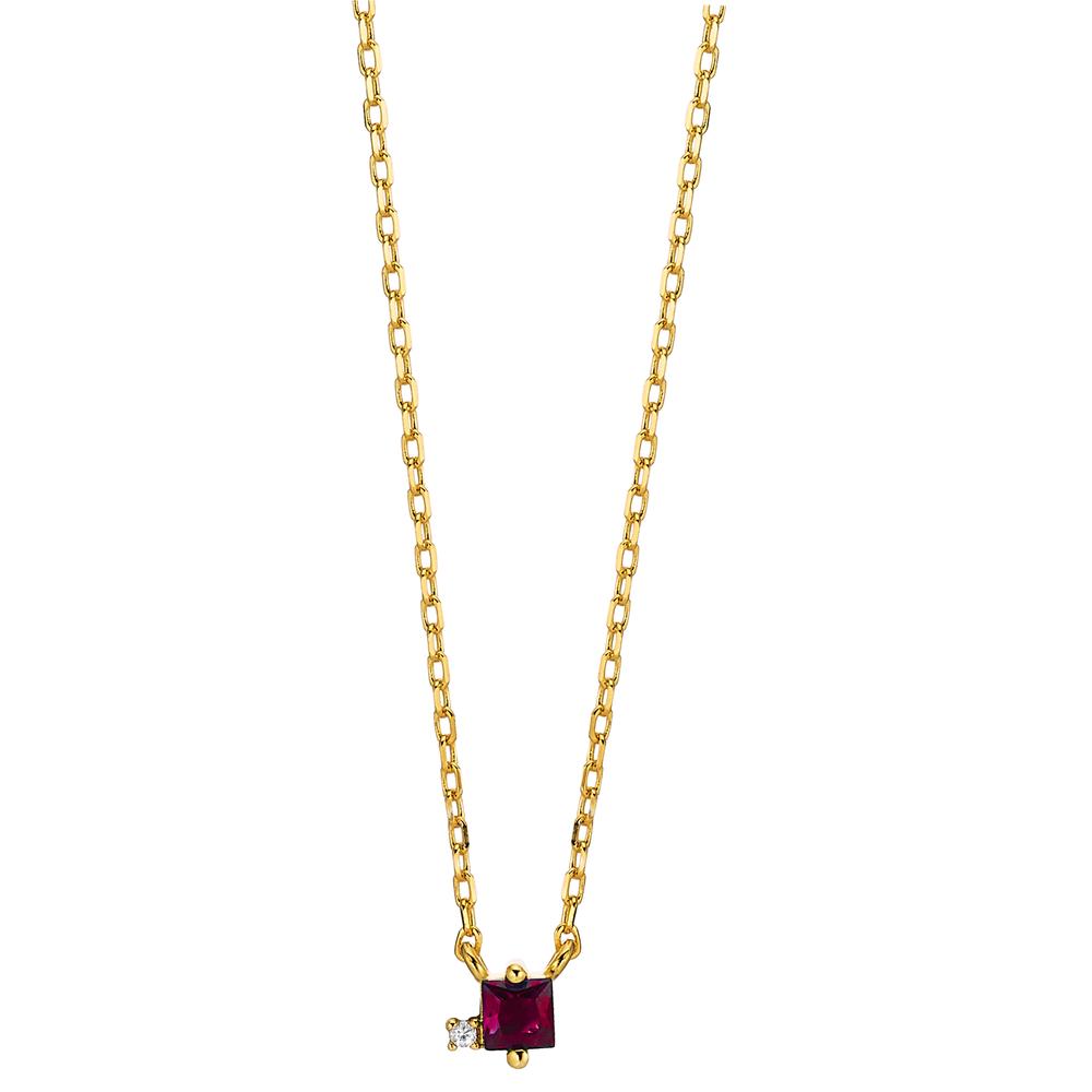 Collier Argent Zircone 2 Pierres jaune Plaqué or 35-43 cm-603290