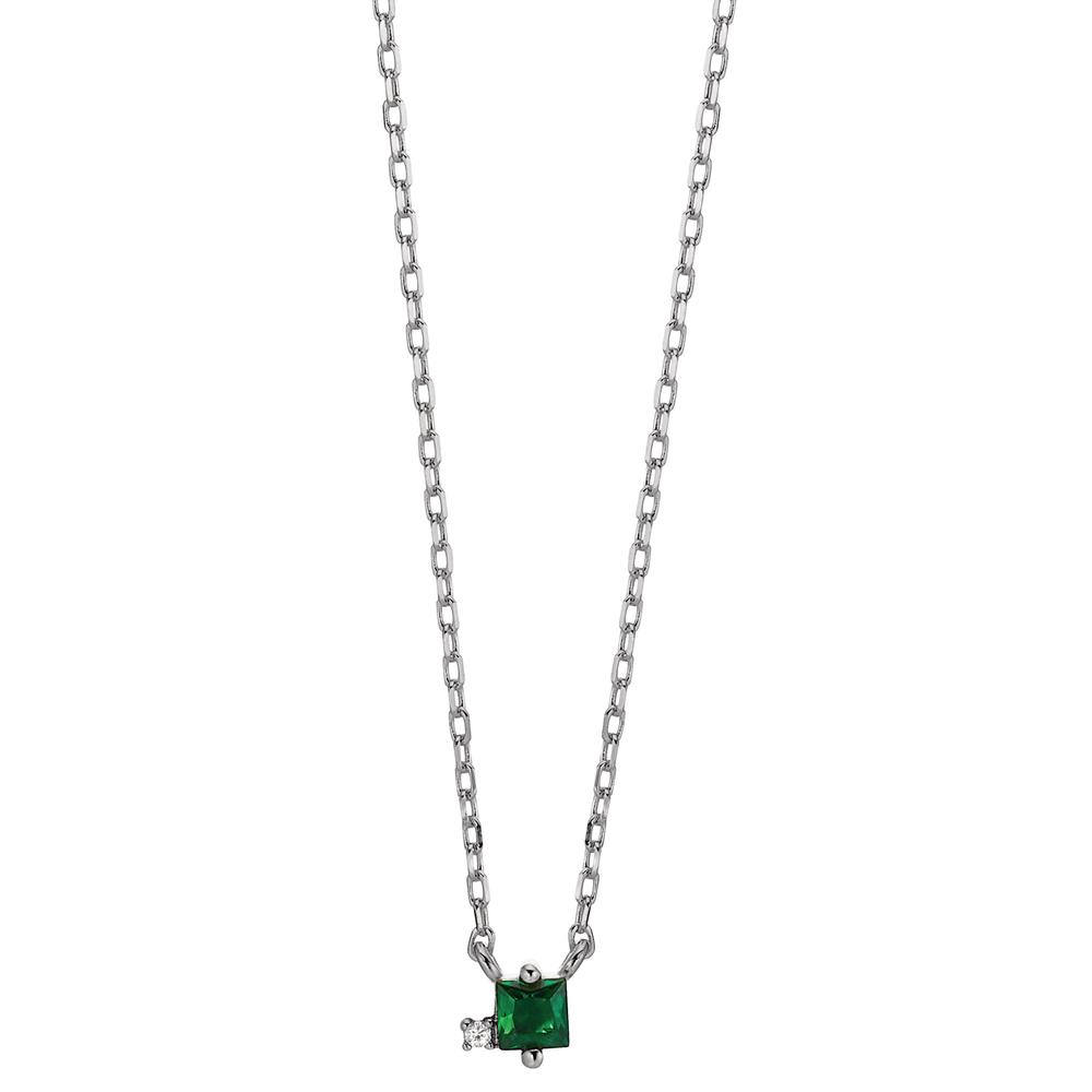 Collier Argent Zircone 2 Pierres Rhodié 35-43 cm-603294