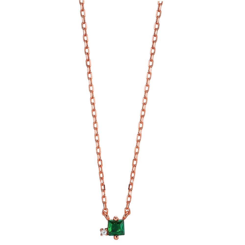 Collier Argent Zircone 2 Pierres rosé Plaqué or 35-43 cm-603295