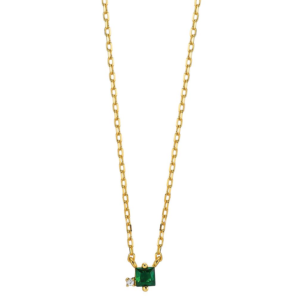 Collier Argent Zircone 2 Pierres jaune Plaqué or 35-43 cm-603296