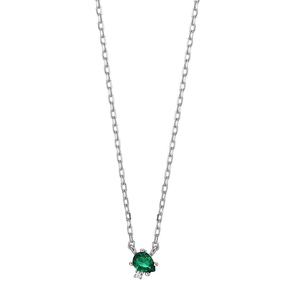 Collier Argent Zircone 2 Pierres Rhodié 35-43 cm-603297