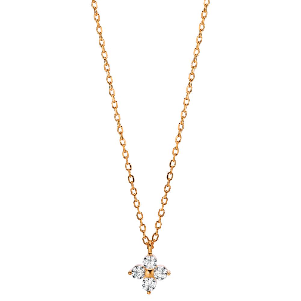Collier Argent Zircone 4 Pierres rosé Plaqué or Fleur 40-45 cm-603301