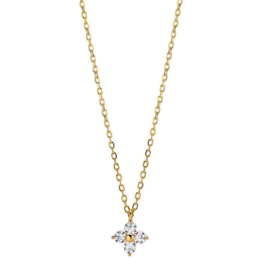 Collier Argent Zircone 4 Pierres jaune Plaqué or Fleur 40-45 cm-603302