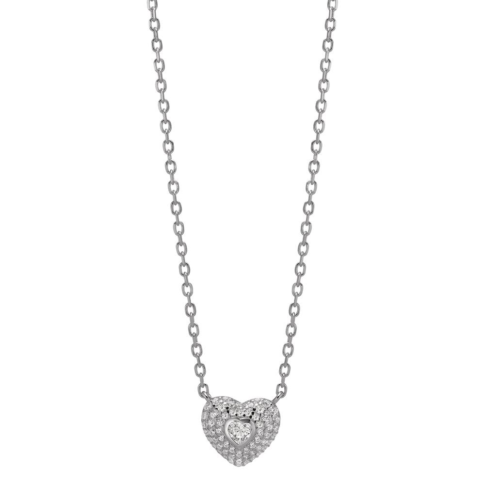 Collier Argent Zircone Rhodié Coeur 38-43 cm Ø10 mm-603312