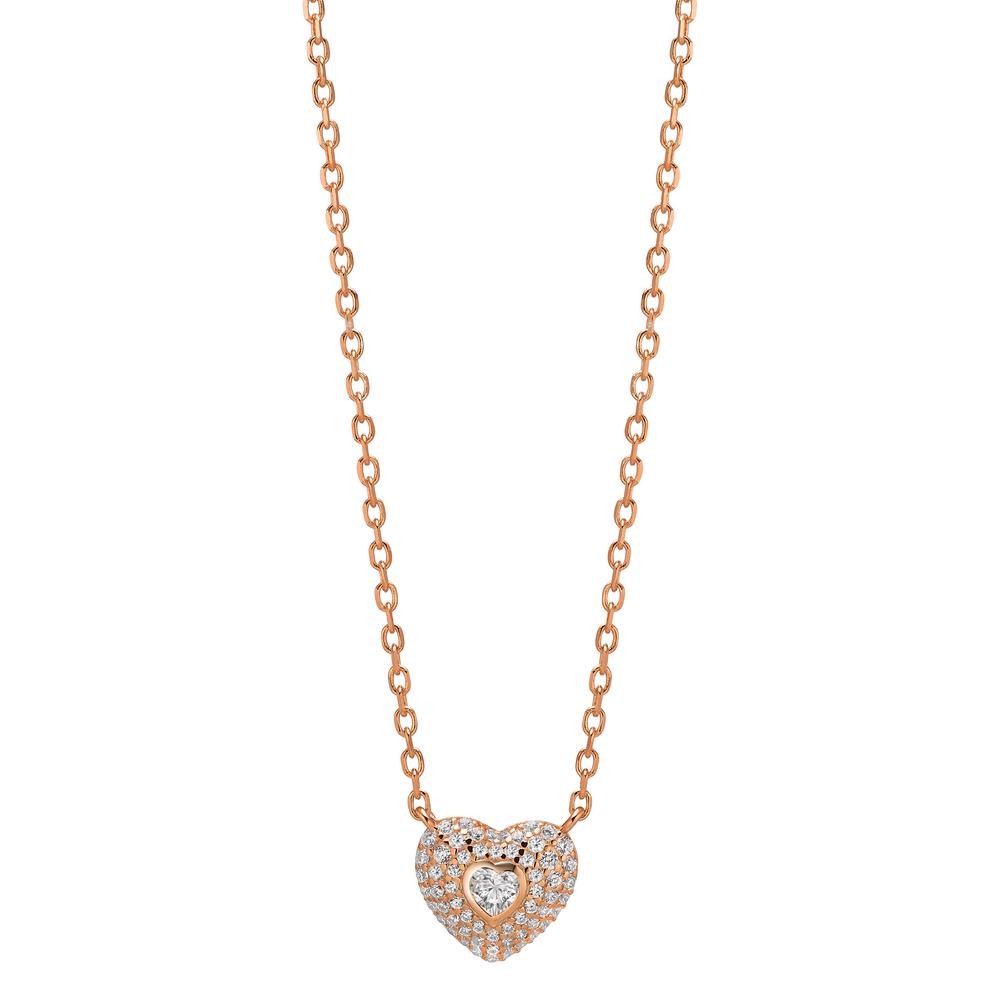 Collier Argent Zircone rosé Plaqué or Coeur 38-43 cm Ø10 mm-603313