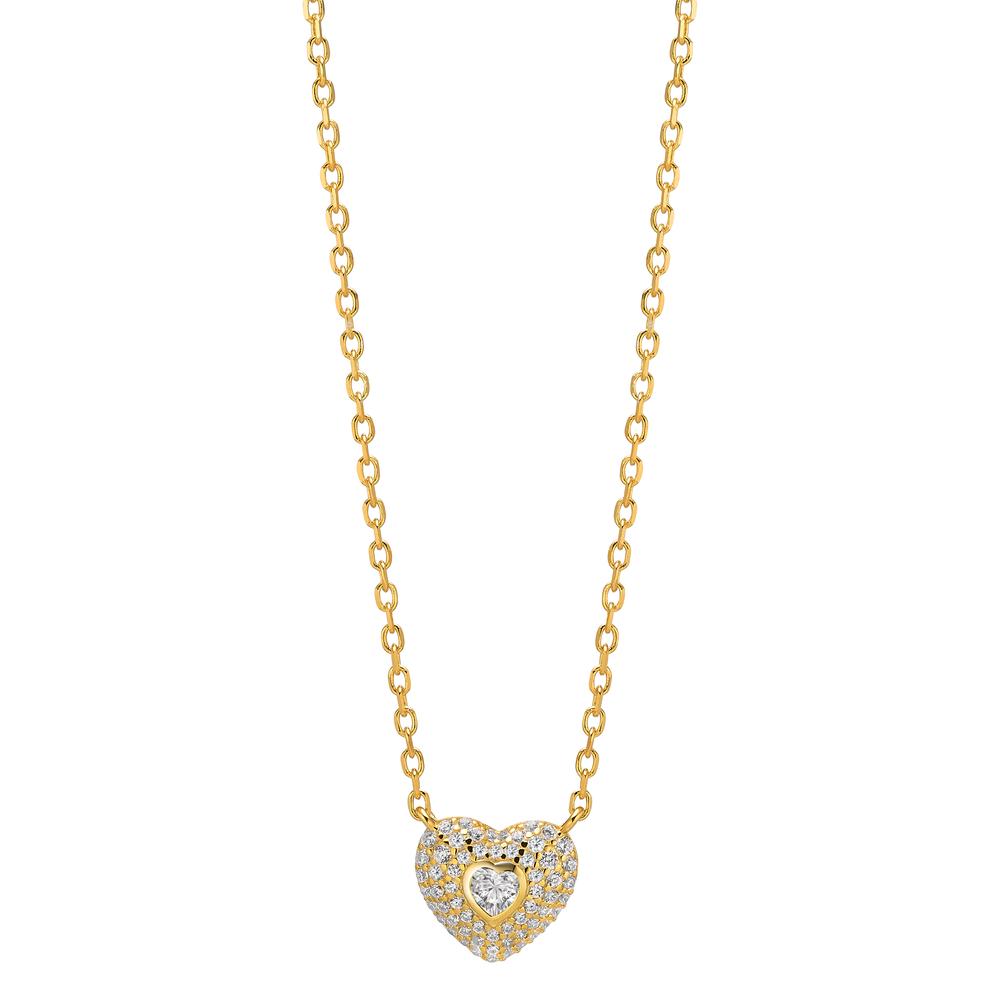 Collier Argent Zircone jaune Plaqué or Coeur 38-43 cm Ø10 mm-603314