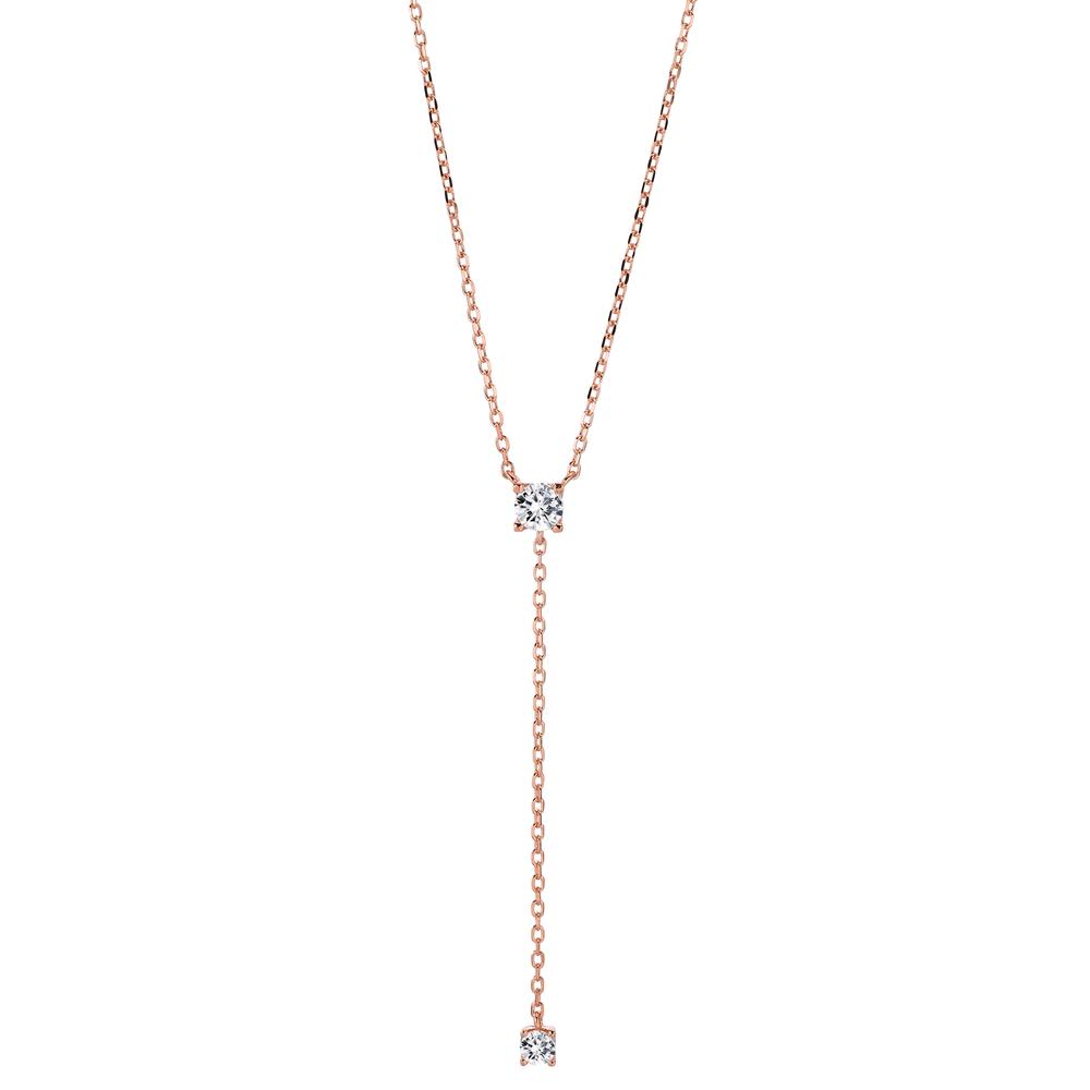 Collier Argent Zircone 2 Pierres rosé Plaqué or 40-45 cm-603334