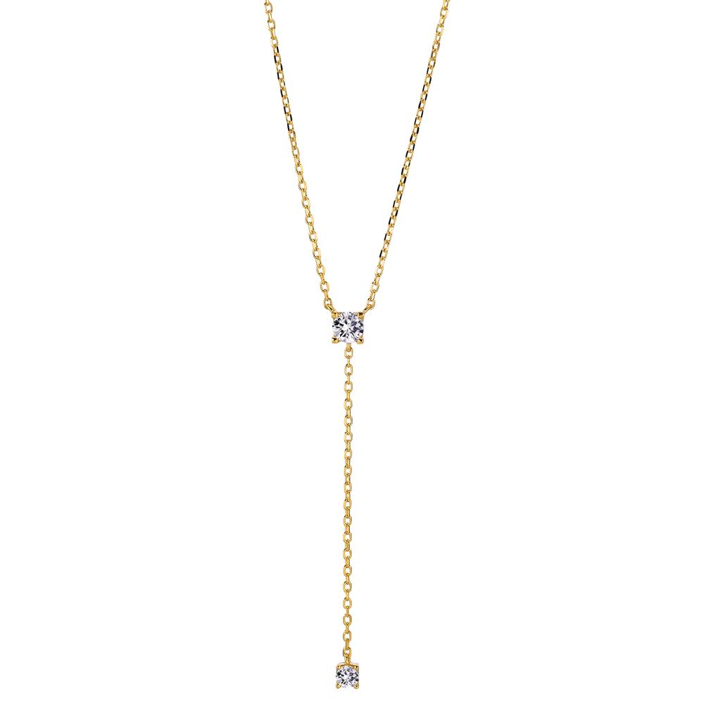 Collier Argent Zircone 2 Pierres jaune Plaqué or 40-45 cm-603335