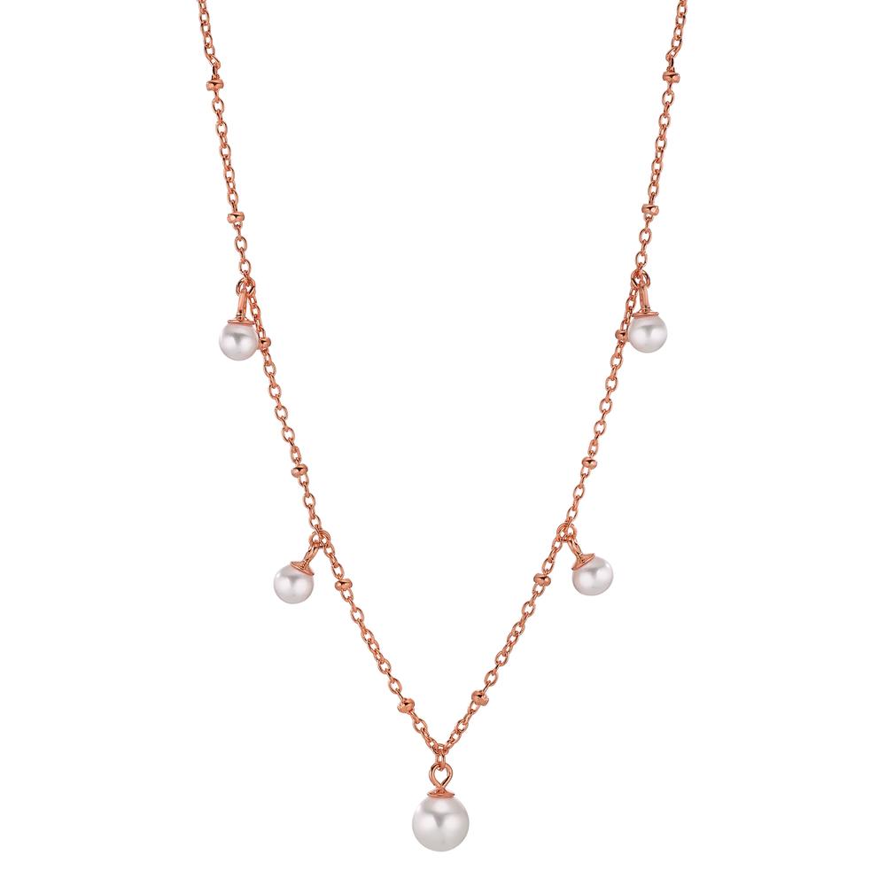 Collier Argent rosé Plaqué or [shining Pearls] blanc, 5 Perles 4.5-6.5 mm 40-45 cm-603337