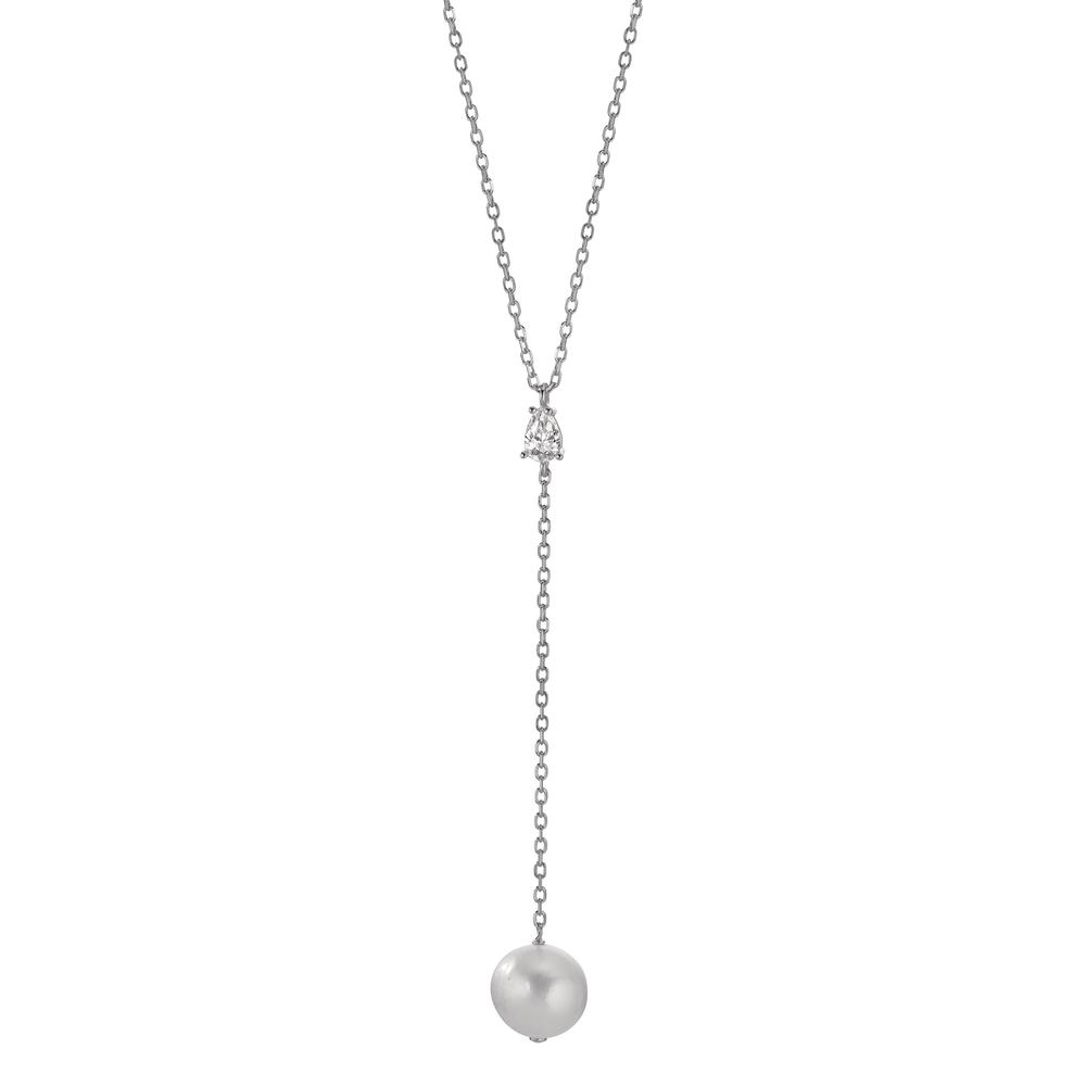 Collier Argent Zircone Rhodié perle d'eau douce blanc, 11 mm 40-45 cm-603339