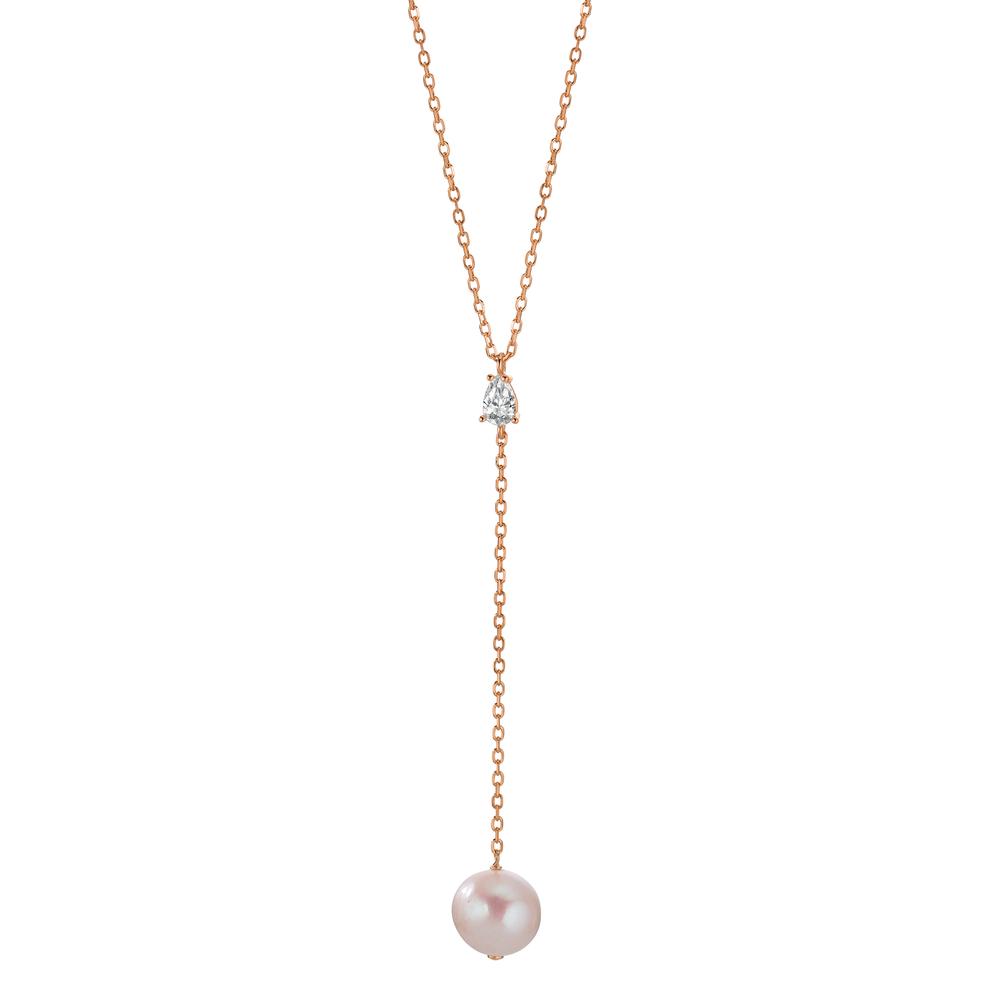 Collier Argent Zircone rosé Plaqué or perle d'eau douce blanc, 11 mm 40-45 cm-603340