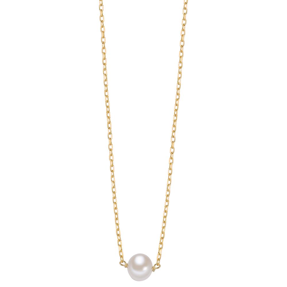 Collier Argent jaune Plaqué or perle d'eau douce blanc, 6.5 mm 40-45 cm-603343