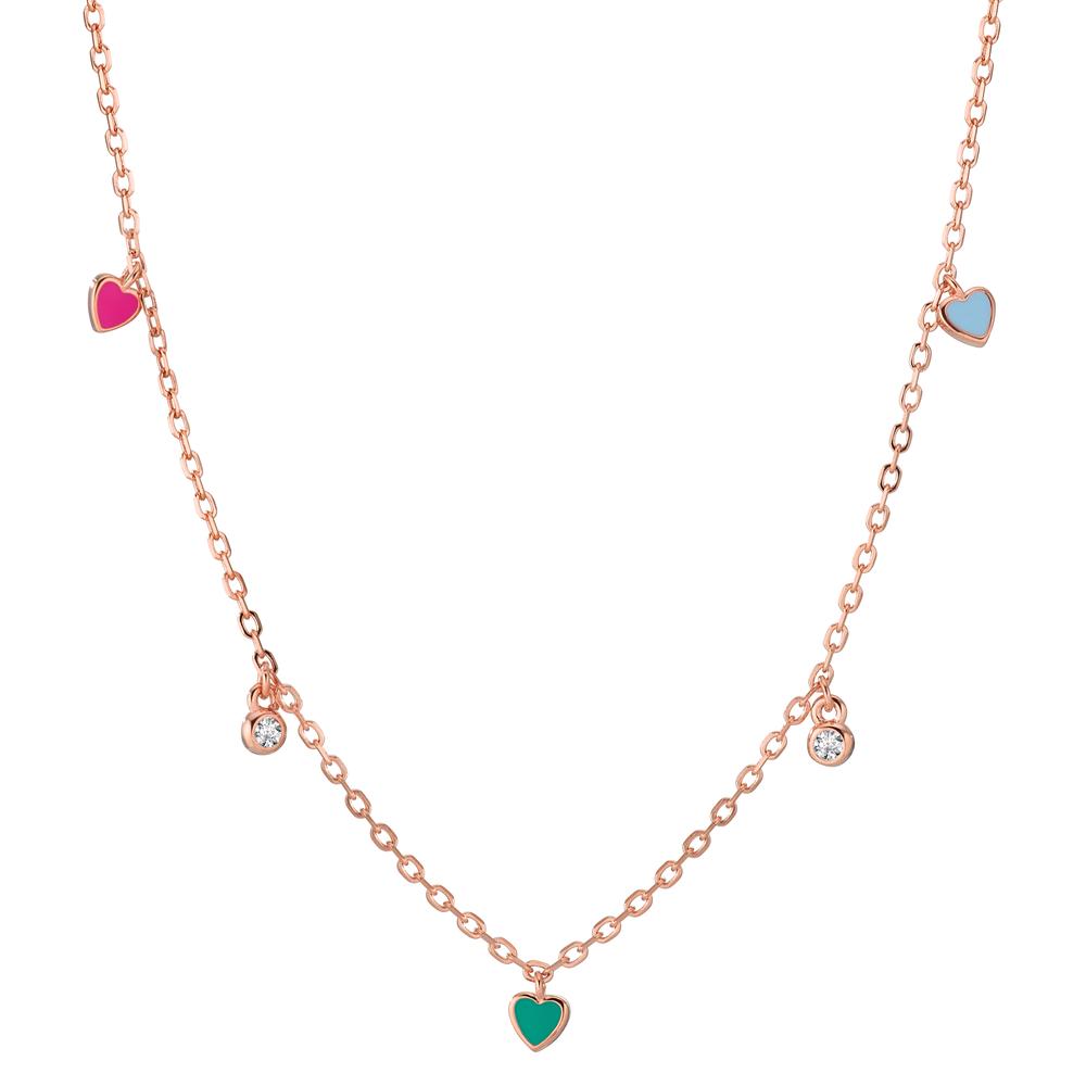 Collier Argent Zircone 2 Pierres rosé Plaqué or Coeur 34-41 cm-603345