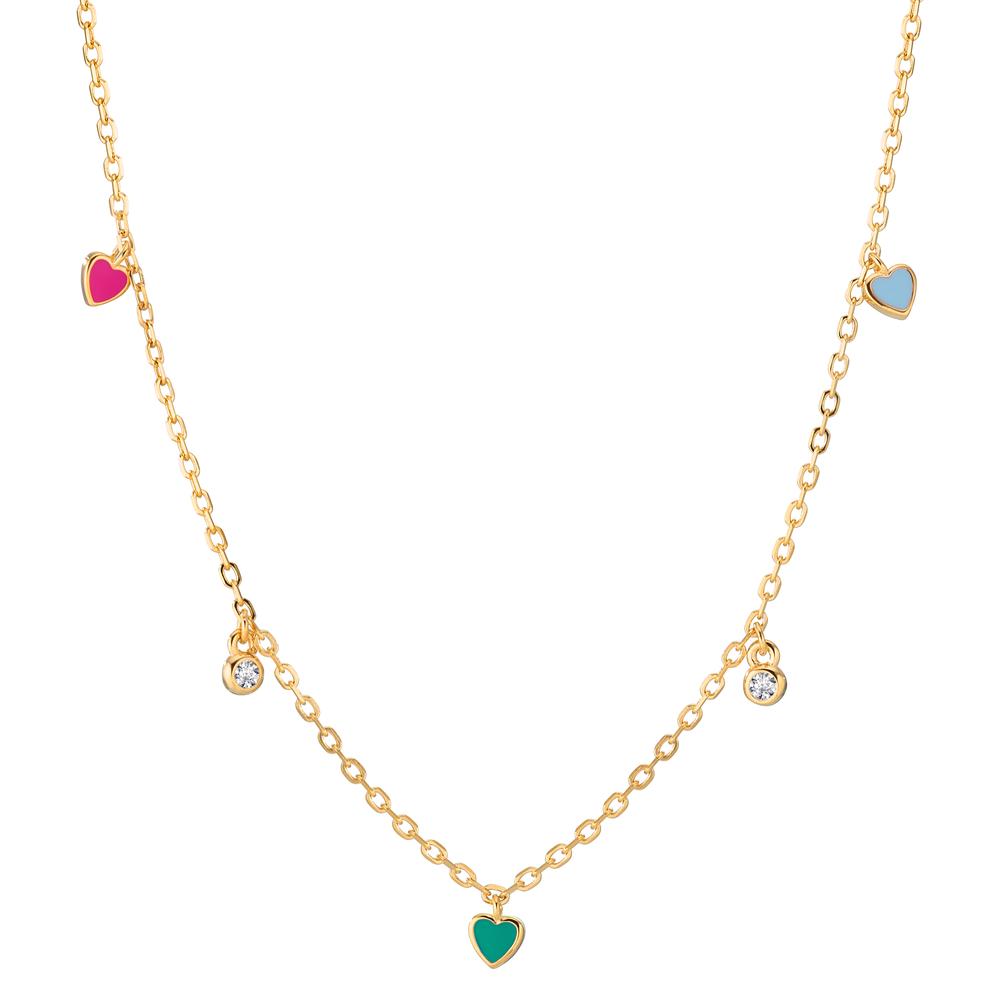 Collier Argent Zircone 2 Pierres jaune Plaqué or Coeur 34-41 cm-603346