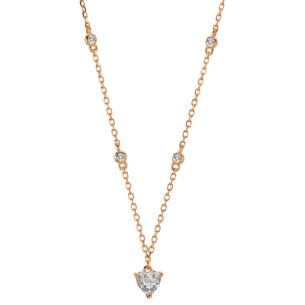 Collier Argent Zircone 5 Pierres rosé Plaqué or Coeur 40-45 cm-603372