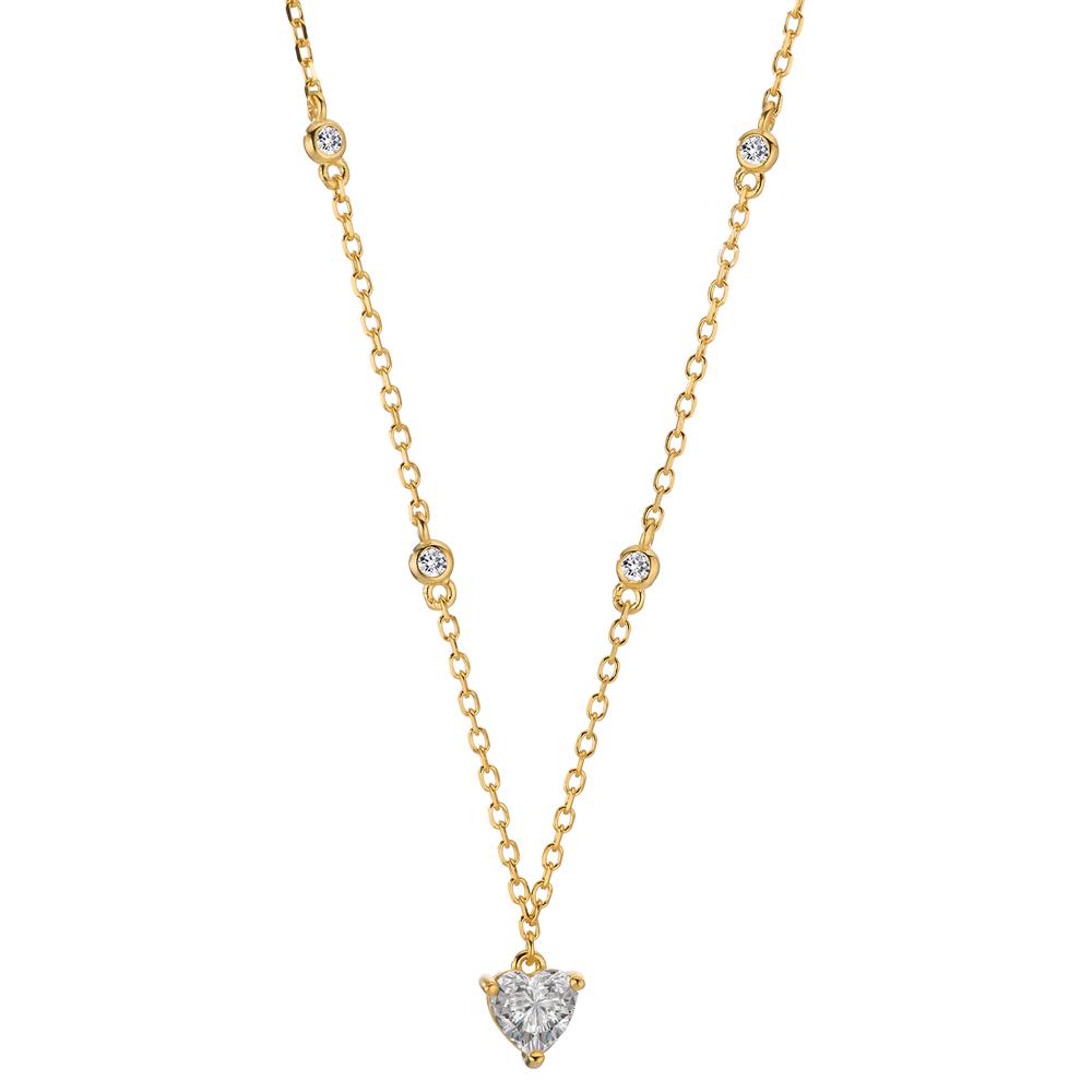 Collier Argent Zircone 5 Pierres jaune Plaqué or Coeur 40-45 cm-603373