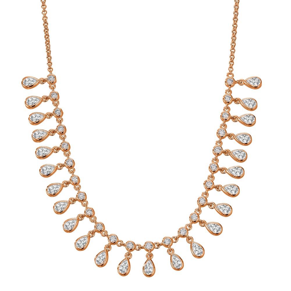 Collier Argent Zircone rosé Plaqué or 36-41 cm-603375