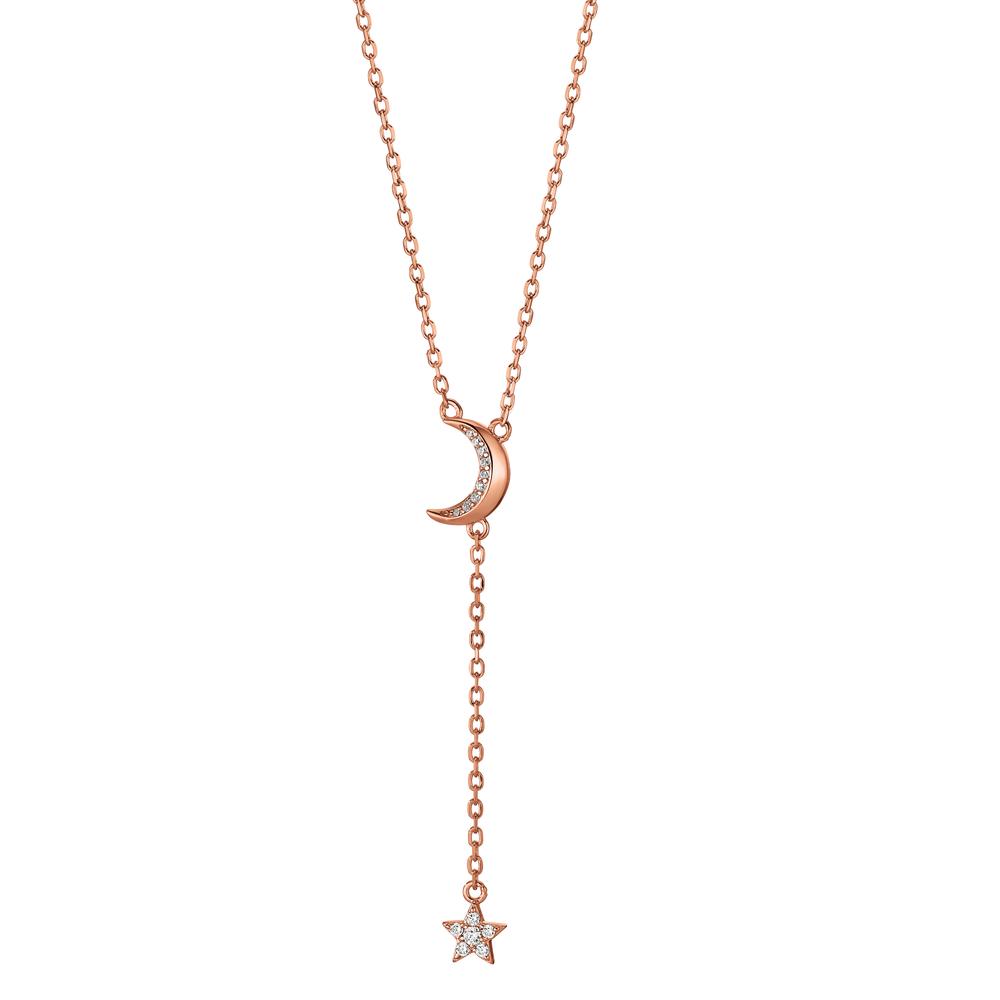 Collier Argent Zircone rosé Plaqué or Lune 40-45 cm-603387