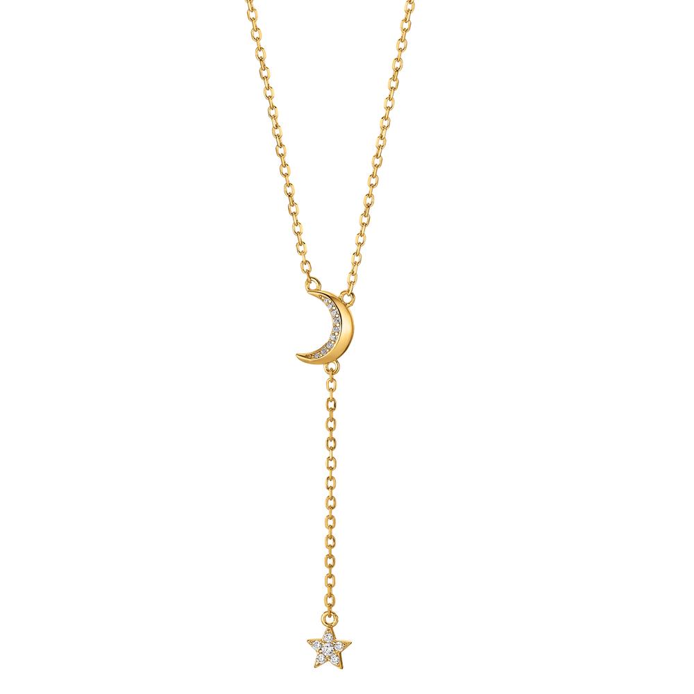 Collier Argent Zircone jaune Plaqué or Lune 40-45 cm-603388
