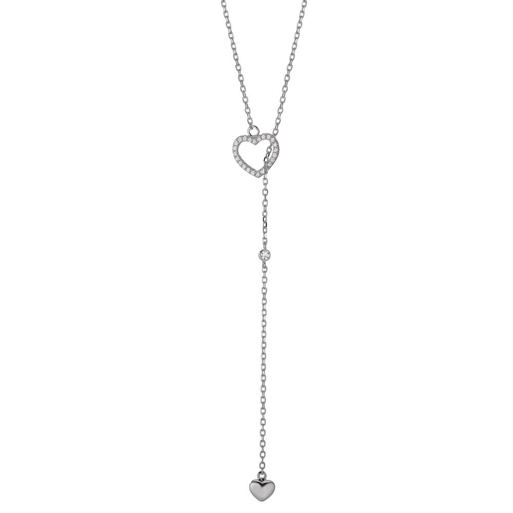 Collier Argent Zircone Rhodié Coeur 40-45 cm-603389