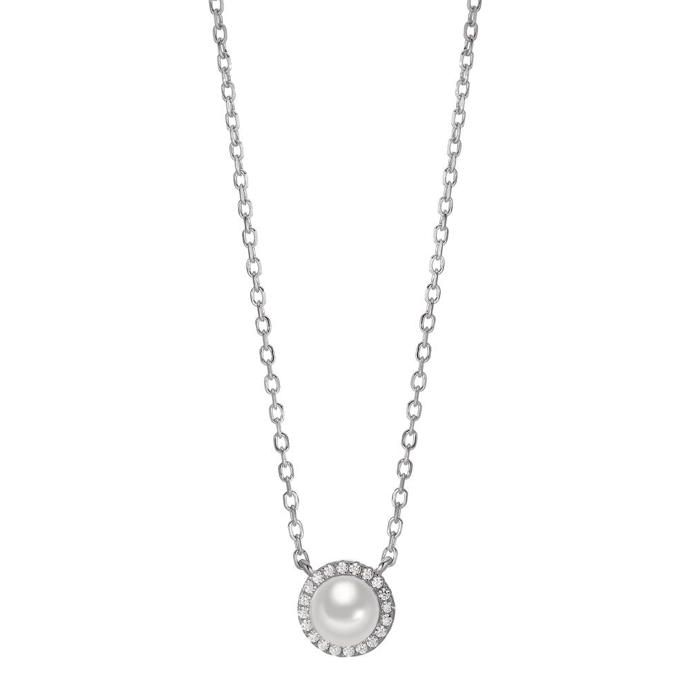 Collier Argent Zircone Rhodié perle d'eau douce blanc, 6 mm 40-45 cm Ø9 mm-603392