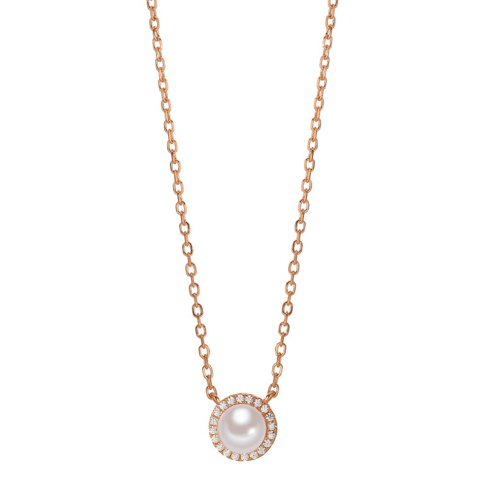 Collier Argent Zircone rosé Plaqué or perle d'eau douce blanc, 6 mm 40-45 cm Ø9 mm-603393