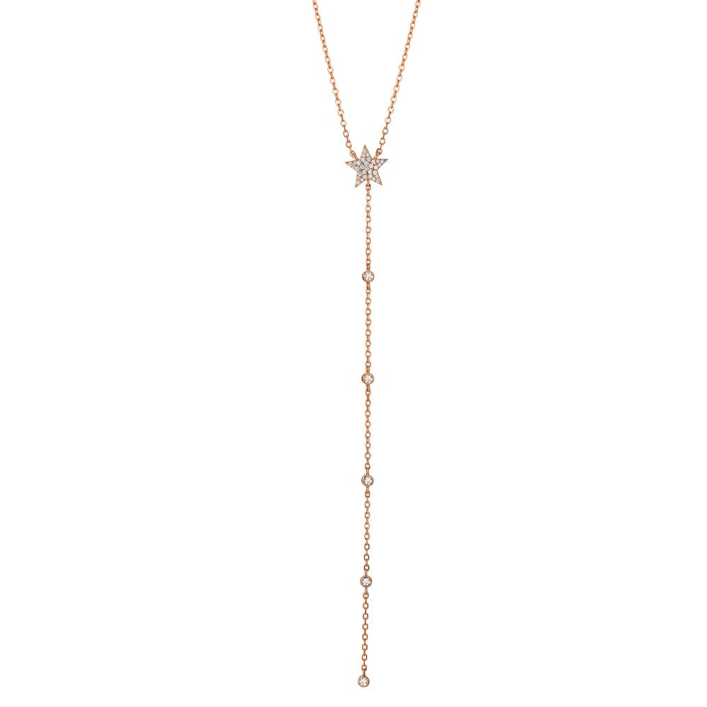 Collier Argent Zircone rosé Plaqué or Étoile 41-46 cm-603399