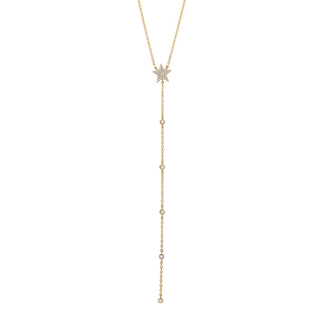 Collier Argent Zircone jaune Plaqué or Étoile 41-46 cm-603400