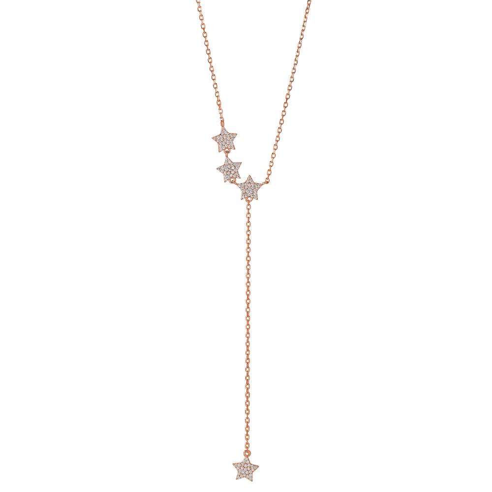 Collier Argent Zircone rosé Plaqué or Étoile 40-45 cm-603405