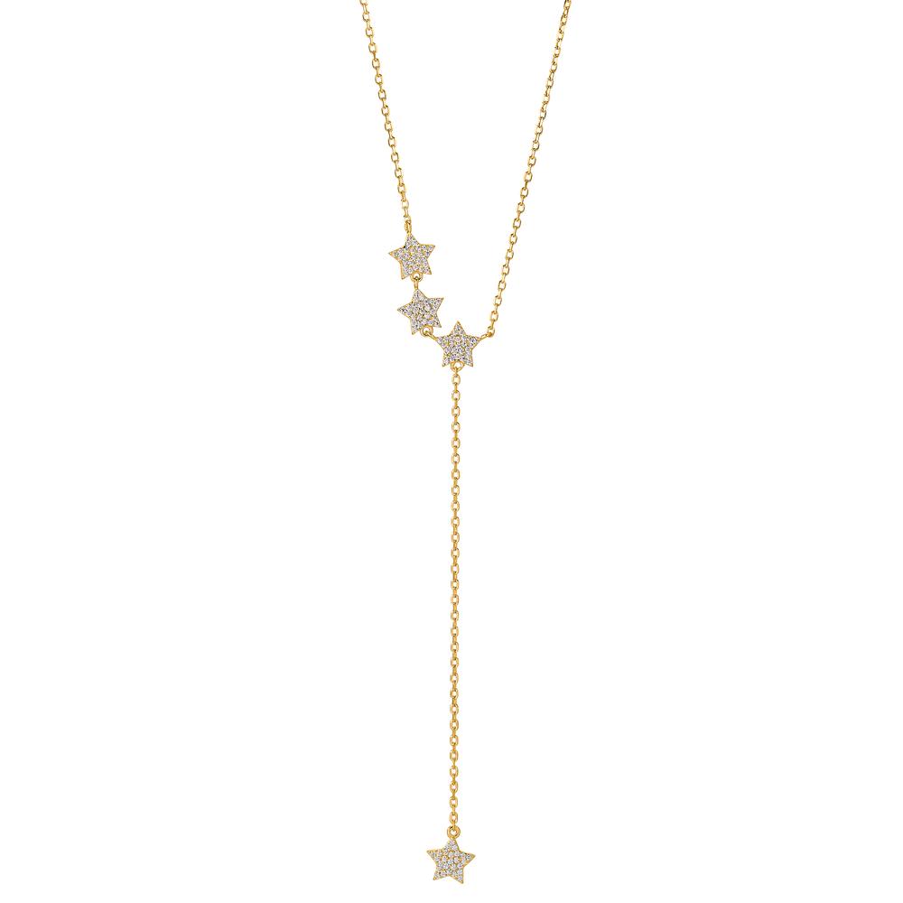 Collier Argent Zircone jaune Plaqué or Étoile 40-45 cm-603406