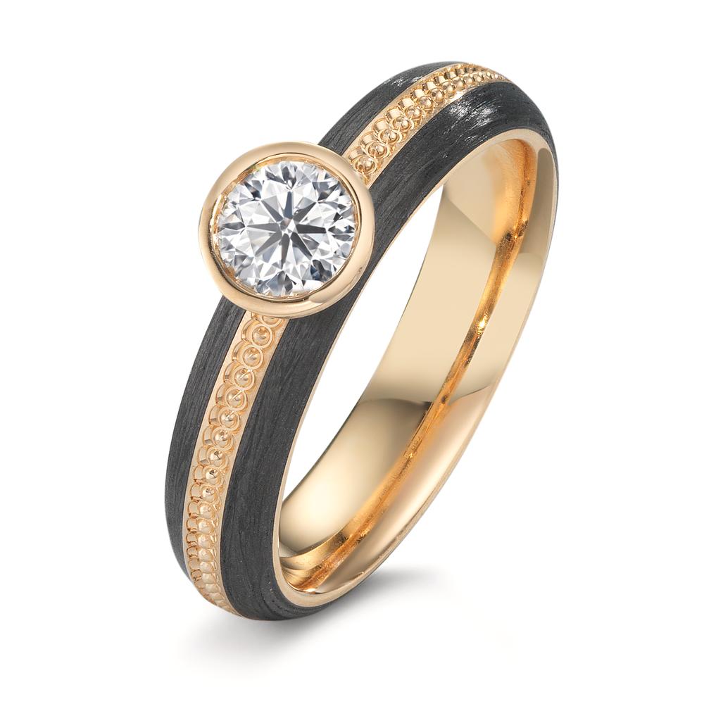 Bague Or rose 18K, Carbone Diamant 0.50 ct, w-si, GIA-603470