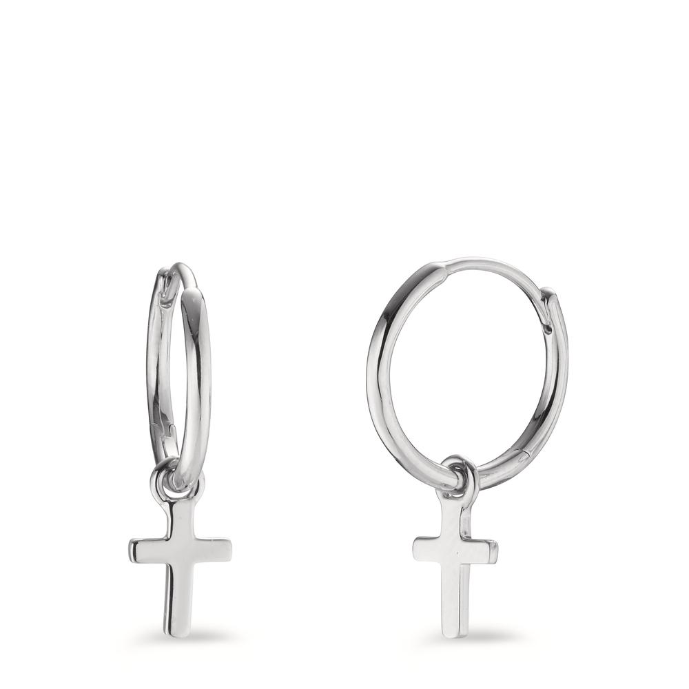Créole avec pendentif Argent Rhodié Croix-603471